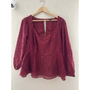 Torrid‎ Womens Peplum Floral Lace Top Size 2X Red Sweetheart Whimsygoth Fairy